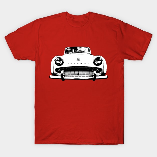 Triumph TR3 British classic car monoblock black and white T-Shirt by soitwouldseem